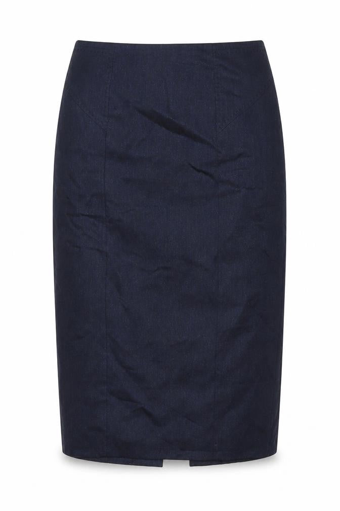 Front view of Austin Reed Women's Blue Midi Pencil Skirt, size 6