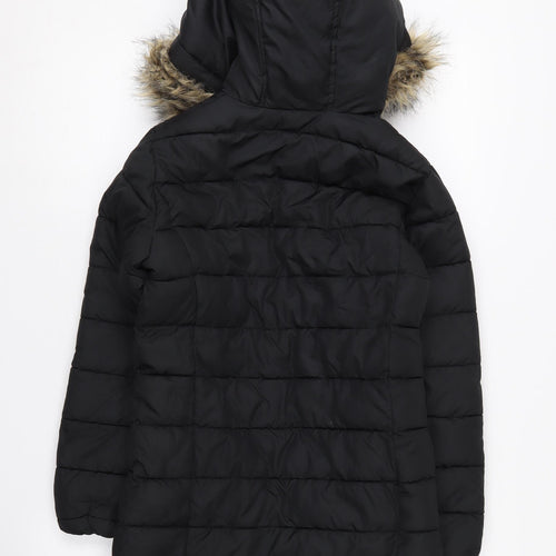 GapKids Girls Black Long Hooded Puffer Jacket 10-11 Years