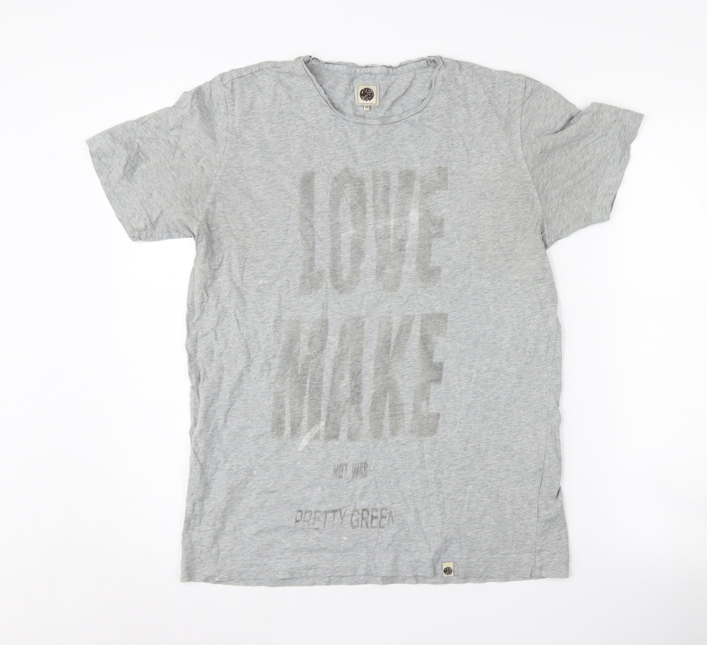Pretty Green Men's XS Grey Graphic Cotton T-Shirt