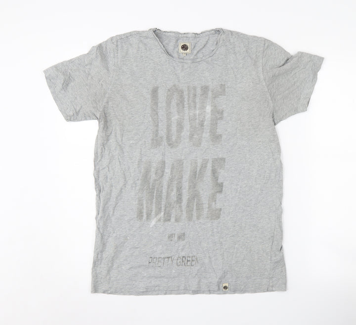 Pretty Green Men's XS Grey Graphic Cotton T-Shirt