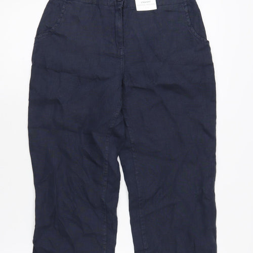 Seasalt Cornwall Women's Blue Linen Cropped Trousers - Size 8