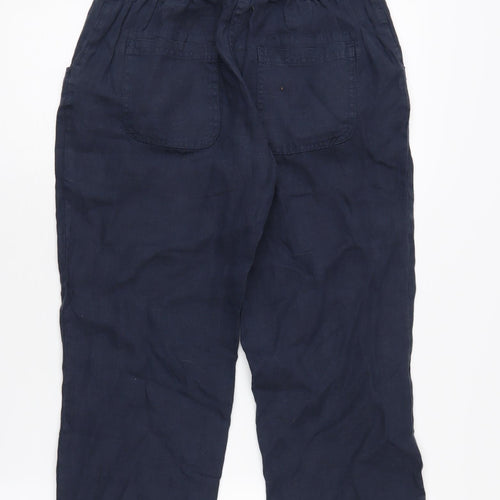 Seasalt Cornwall Women's Blue Linen Cropped Trousers - Size 8
