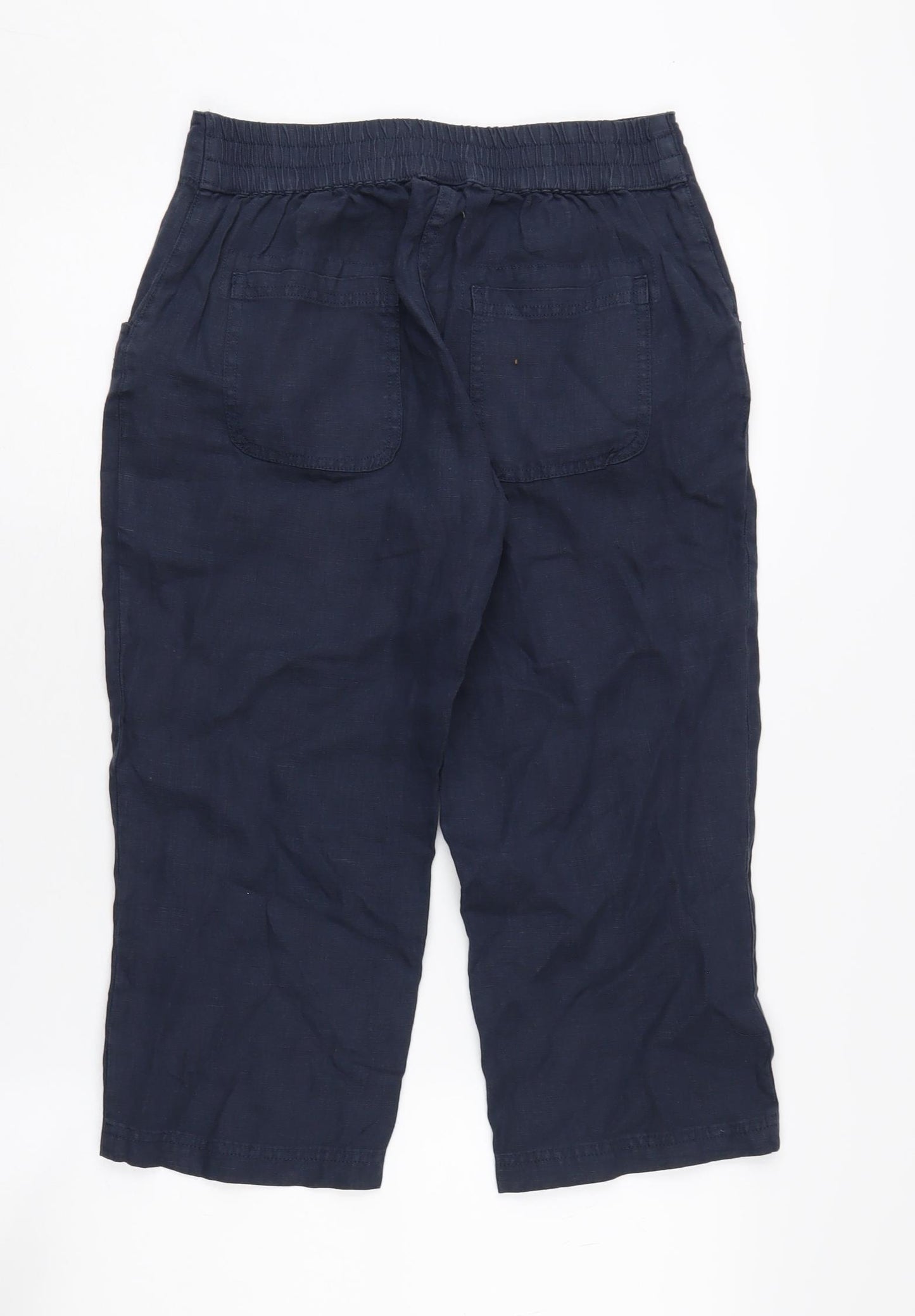 Seasalt Cornwall Women's Blue Linen Cropped Trousers - Size 8