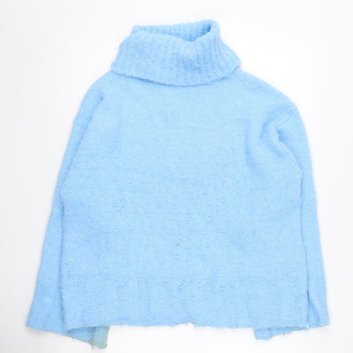 Oliver Bonas Women's Blue Roll Neck Jumper Size 12
