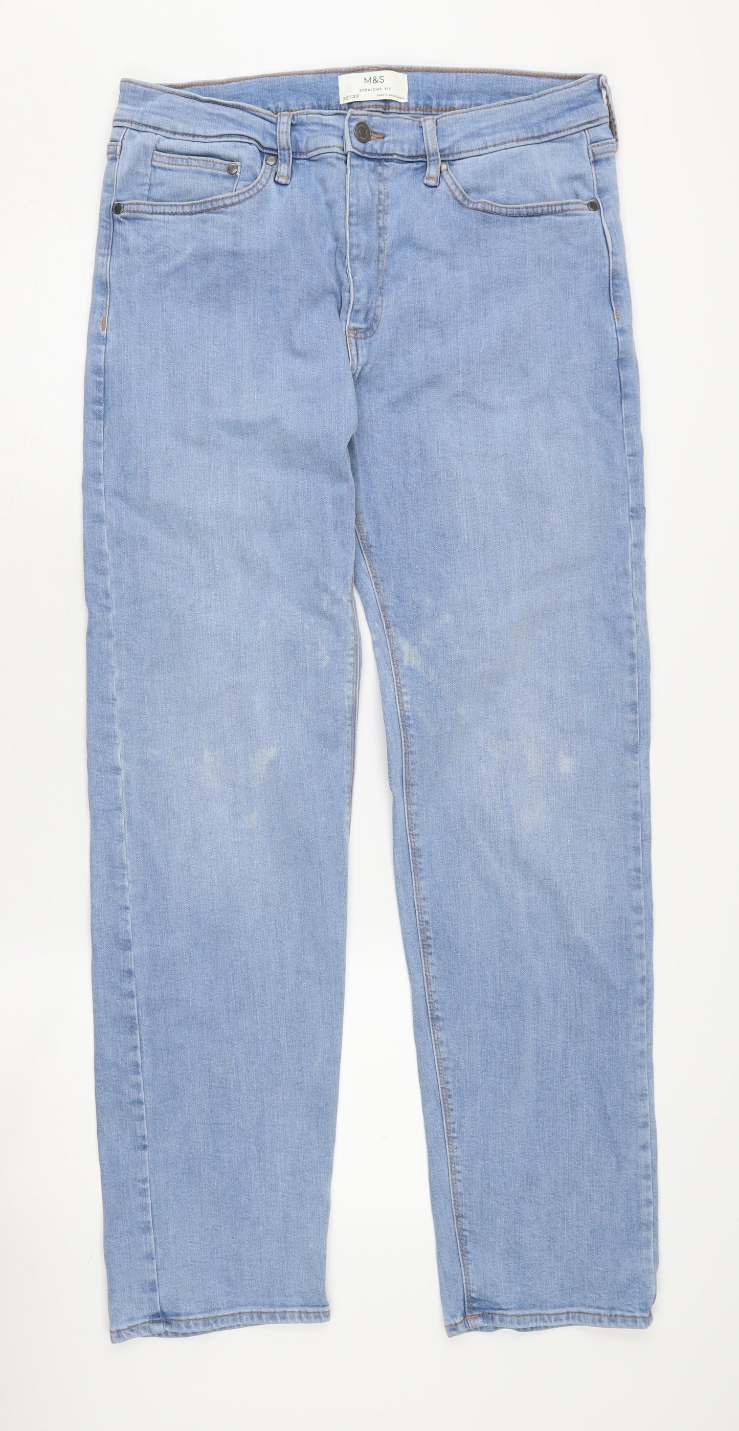 Marks and Spencer Men's Light Blue Straight Jeans