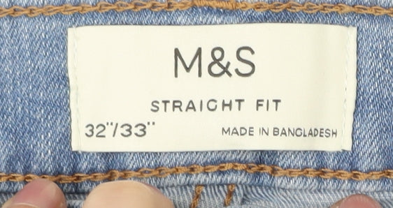Marks and Spencer Men's Light Blue Straight Jeans