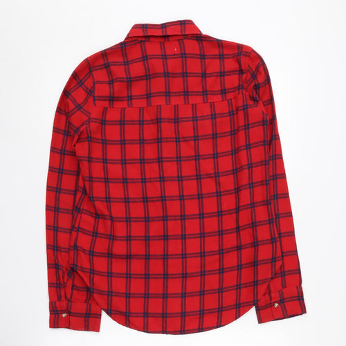Hollister Women's Red Check Button-Up Shirt Size S