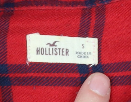 Hollister Women's Red Check Button-Up Shirt Size S