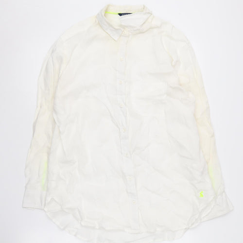 Joules Women's White Button-Up Shirt, Size 12, Long Sleeve