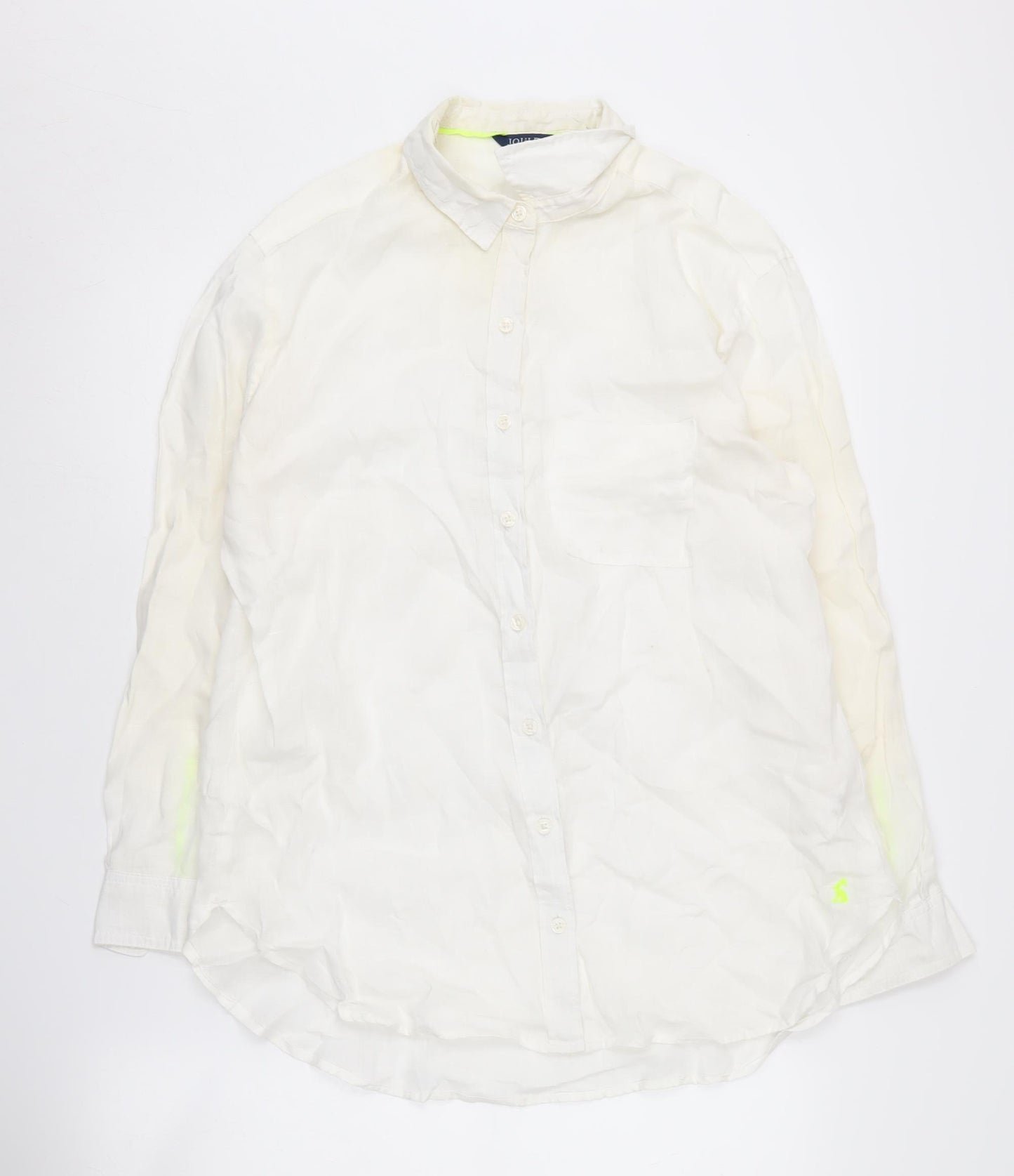 Joules Women's White Button-Up Shirt, Size 12, Long Sleeve