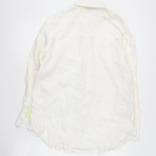 Joules Women's White Button-Up Shirt, Size 12, Long Sleeve