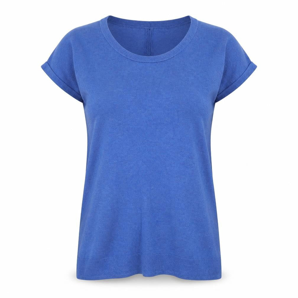 Front view of Gap Women's Blue T-Shirt, size S, Casual Round Neck