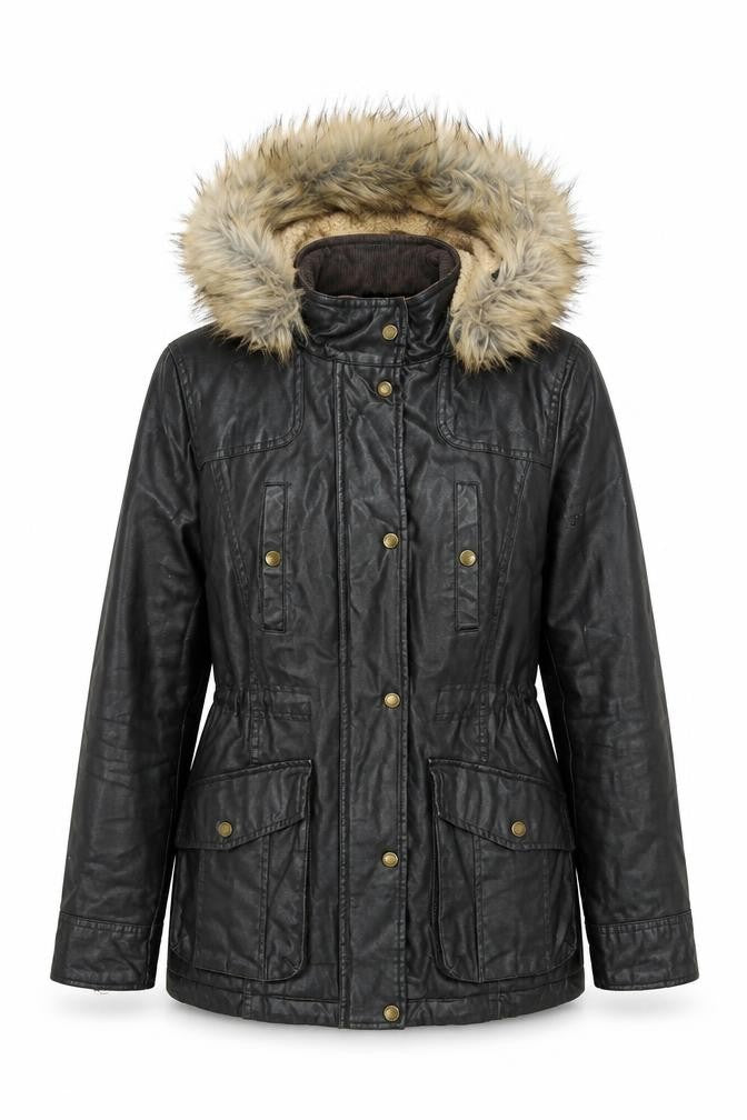 Front view of Marks & Spencer Women’s Black Parka Jacket, size UK 8