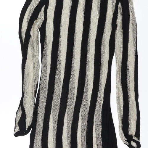 PrettyLittleThing Women's Black Metallic Striped Jumper Dress Size 10