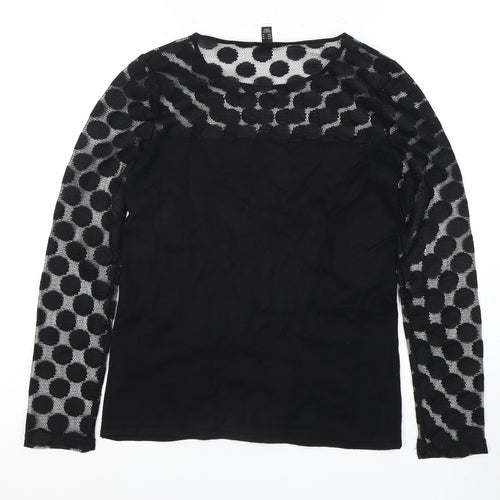 Mango Women's Black Polka Dot Blouse Size 12