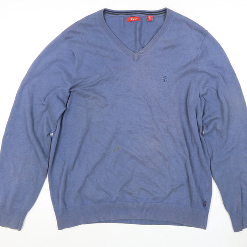 Izod Men's Blue V-Neck Pullover Jumper, Size M