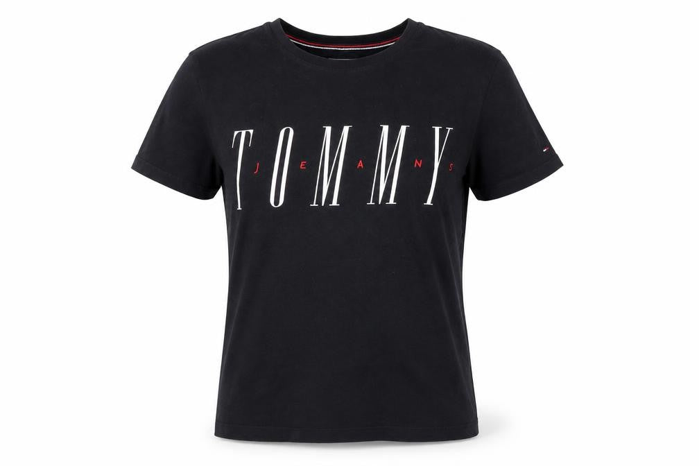 Front view of Tommy Jeans Women's Black S T-Shirt