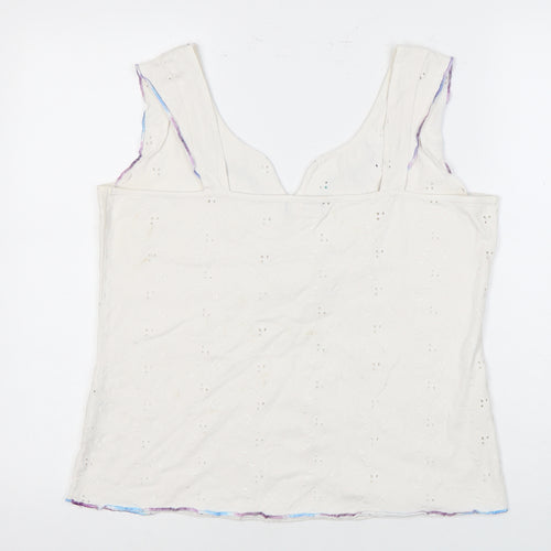 Marks and Spencer Women's Ivory Tank Top Size 16 Embroidered