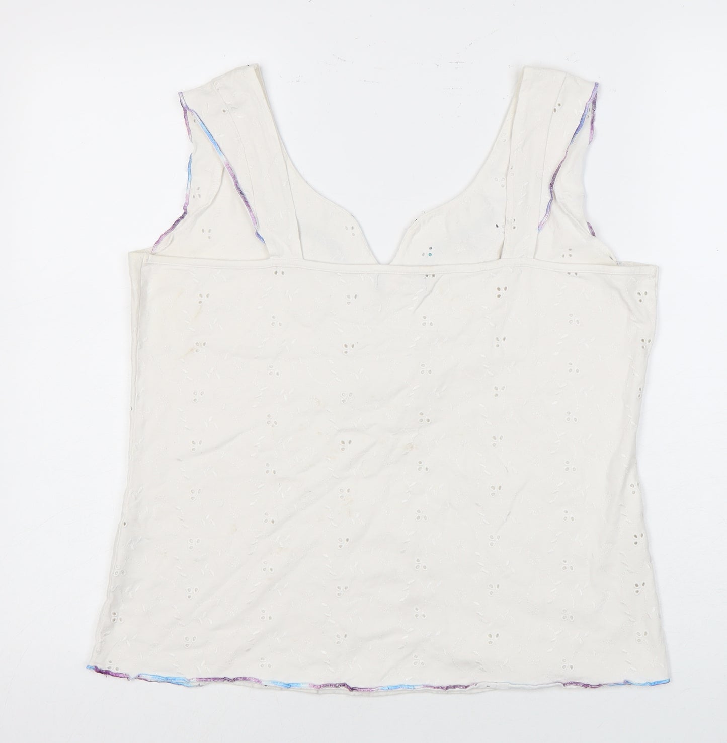 Marks and Spencer Women's Ivory Tank Top Size 16 Embroidered