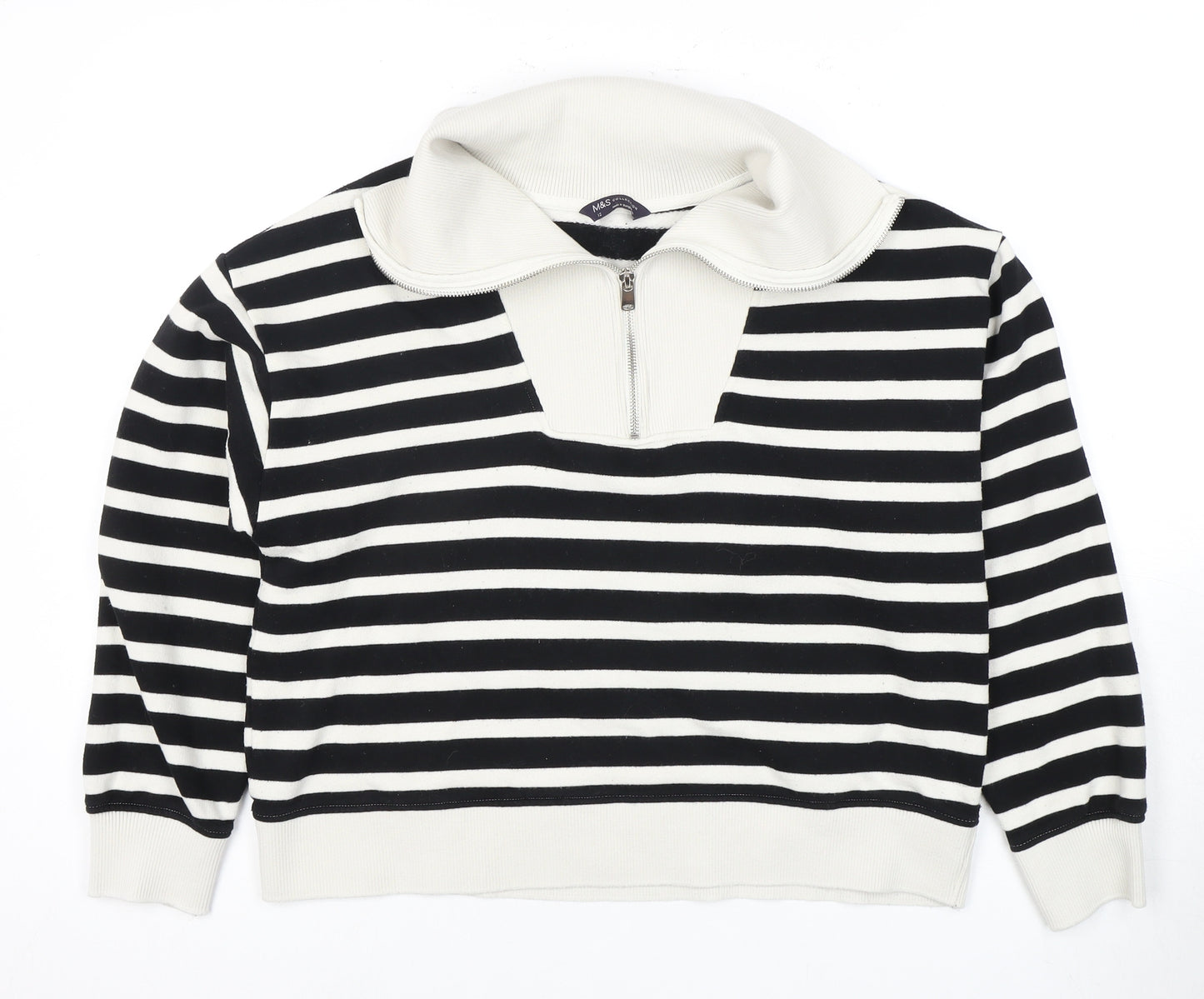 Marks and Spencer Women's Striped Full Zip Sweater