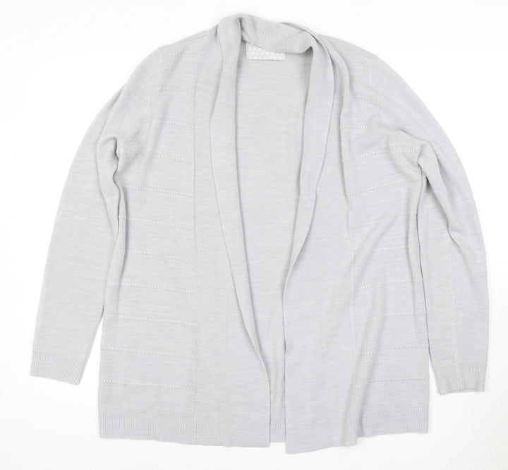 Maine Women's Grey Open Front Cardigan Size 14