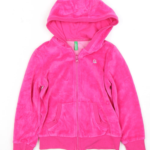 United Colors of Benetton Girls Pink Velour Hoodie XS