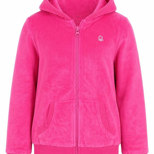 United Colors of Benetton Girls Pink Velour Hoodie XS
