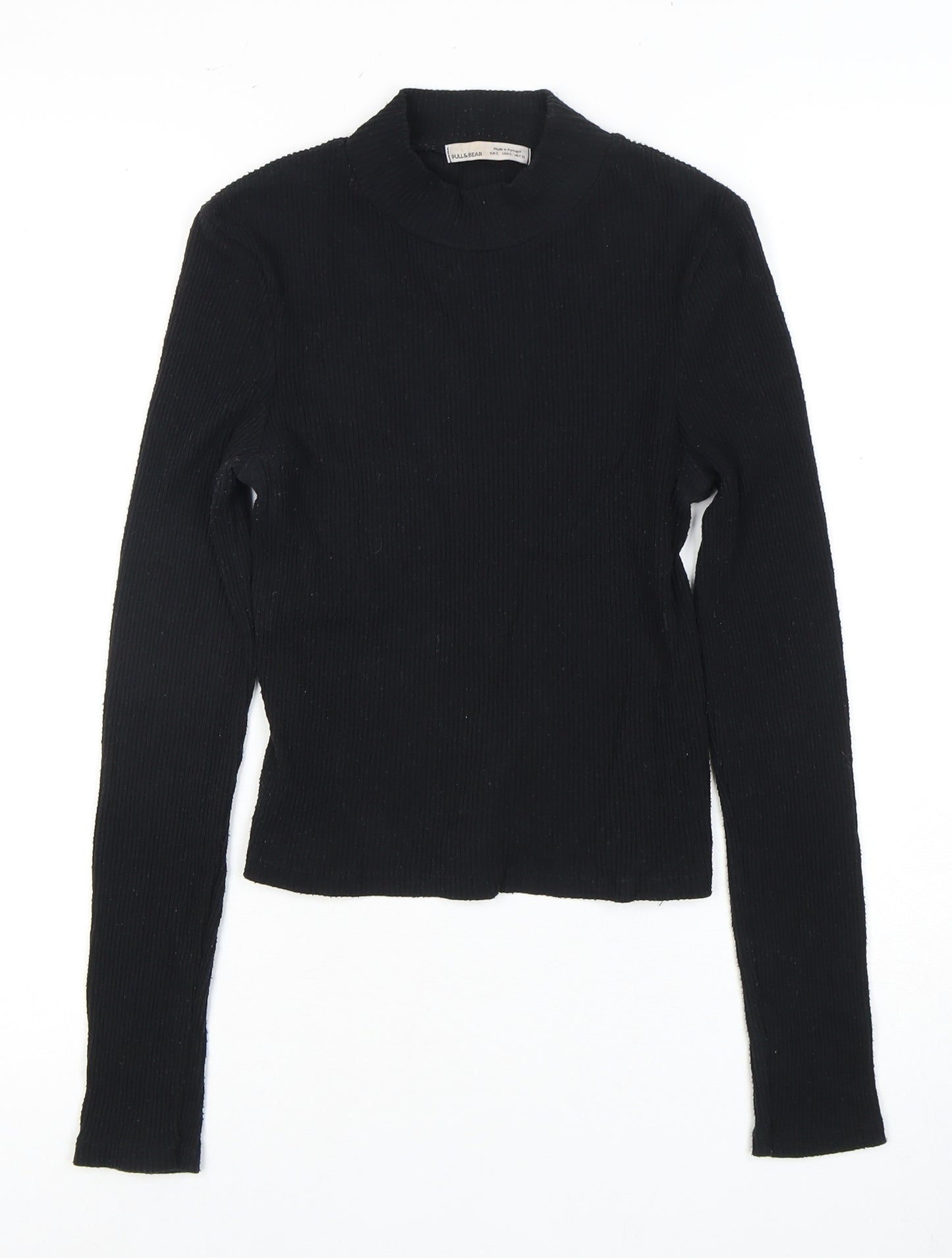 Pull & Bear Women’s Black Mock Neck Long Sleeve Top