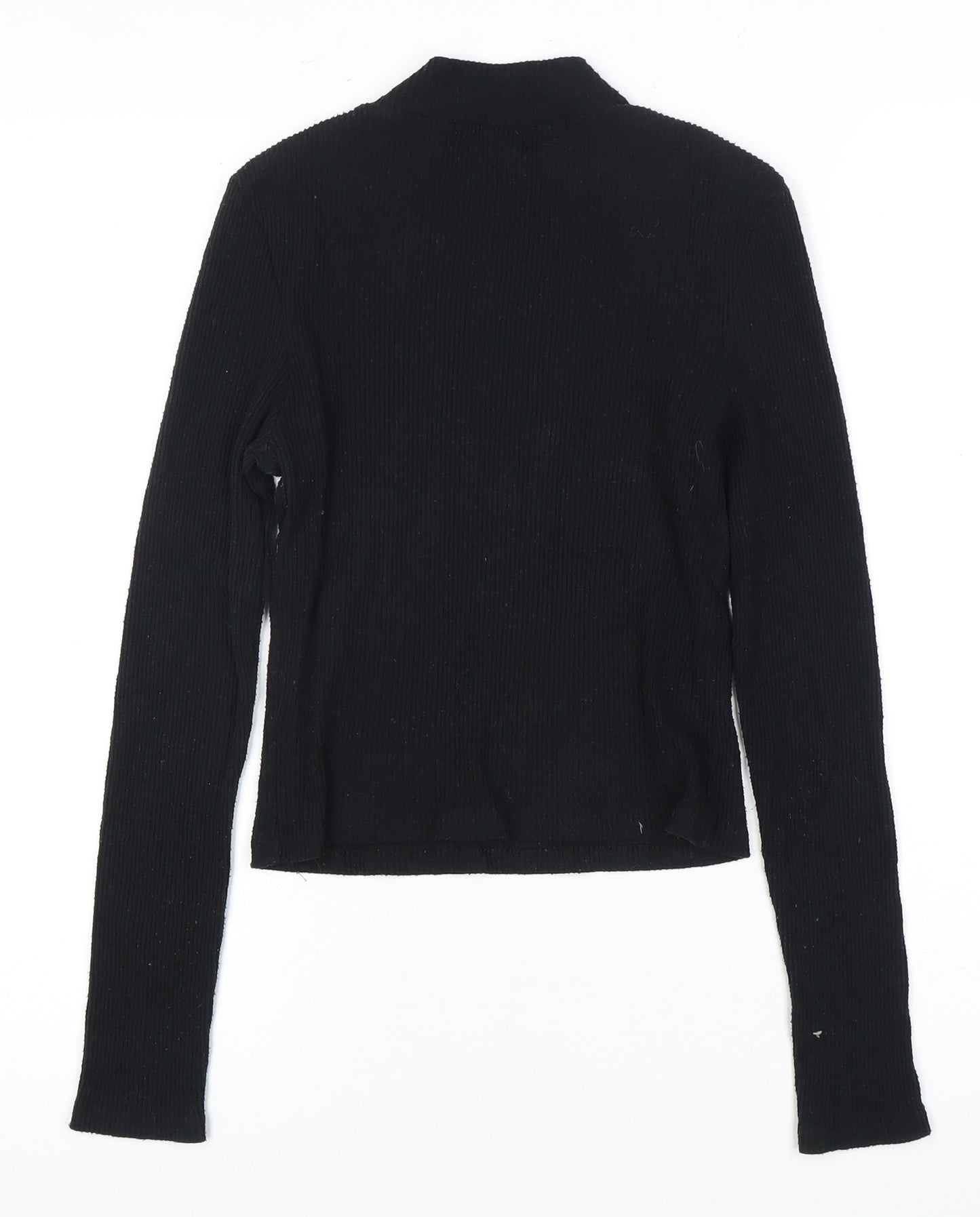 Pull & Bear Women’s Black Mock Neck Long Sleeve Top