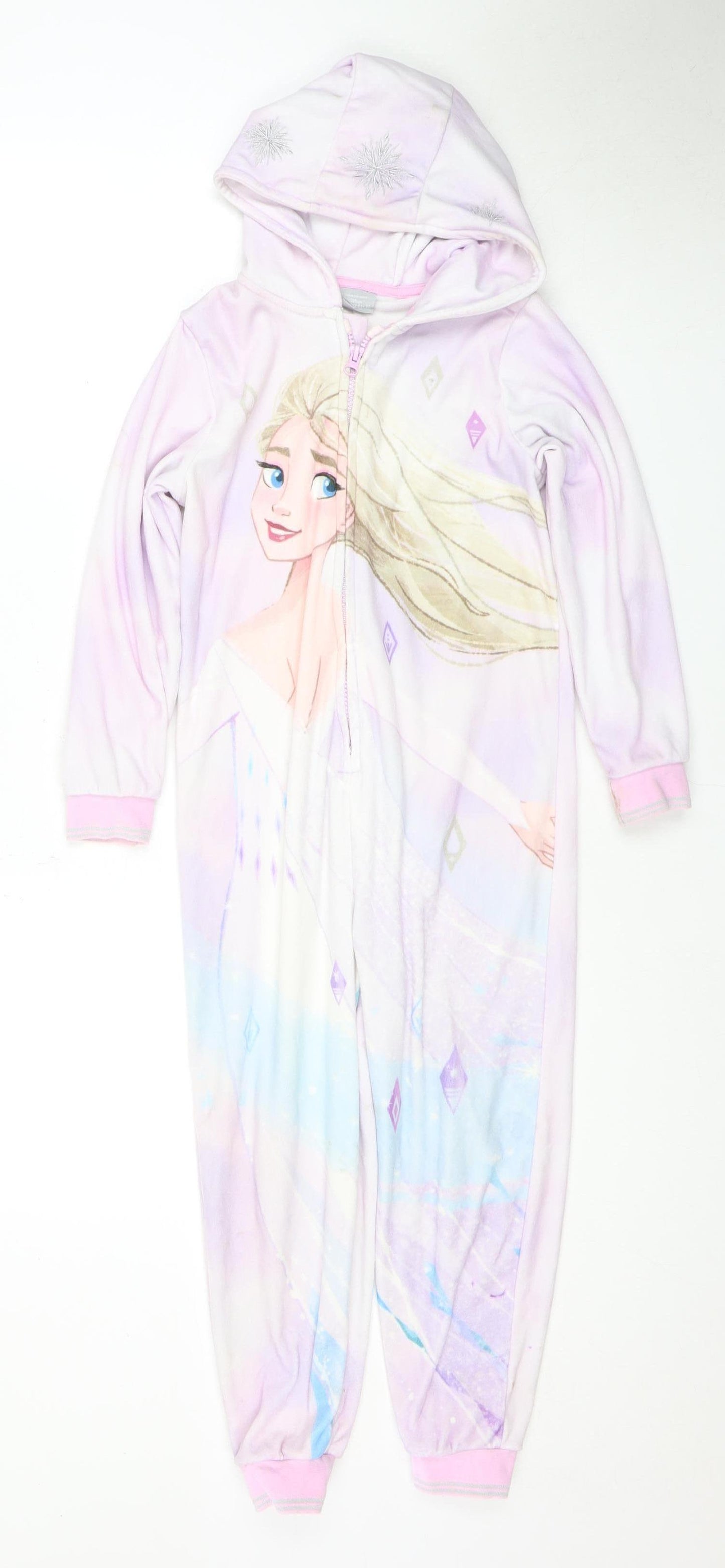 Frozen Girls Pink One Piece Hooded Nightwear - Size 7