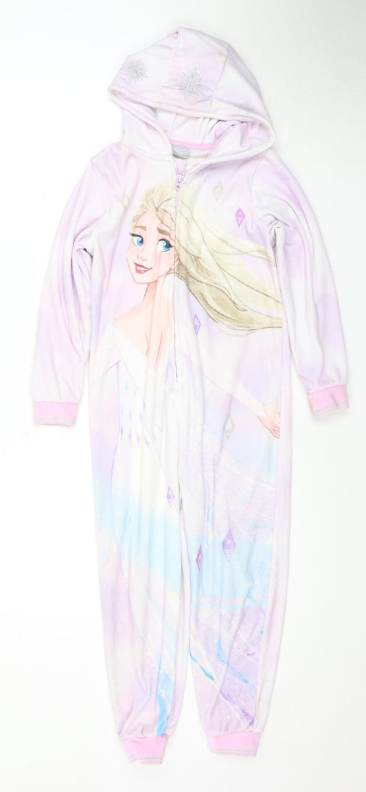 Frozen Girls Pink One Piece Hooded Nightwear - Size 7