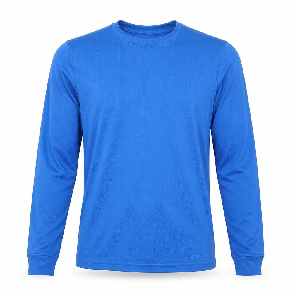 Front view of Campri Men's Blue Long Sleeve Polyester Top, size S