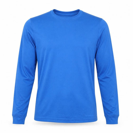 Front view of Campri Men's Blue Long Sleeve Polyester Top, size S