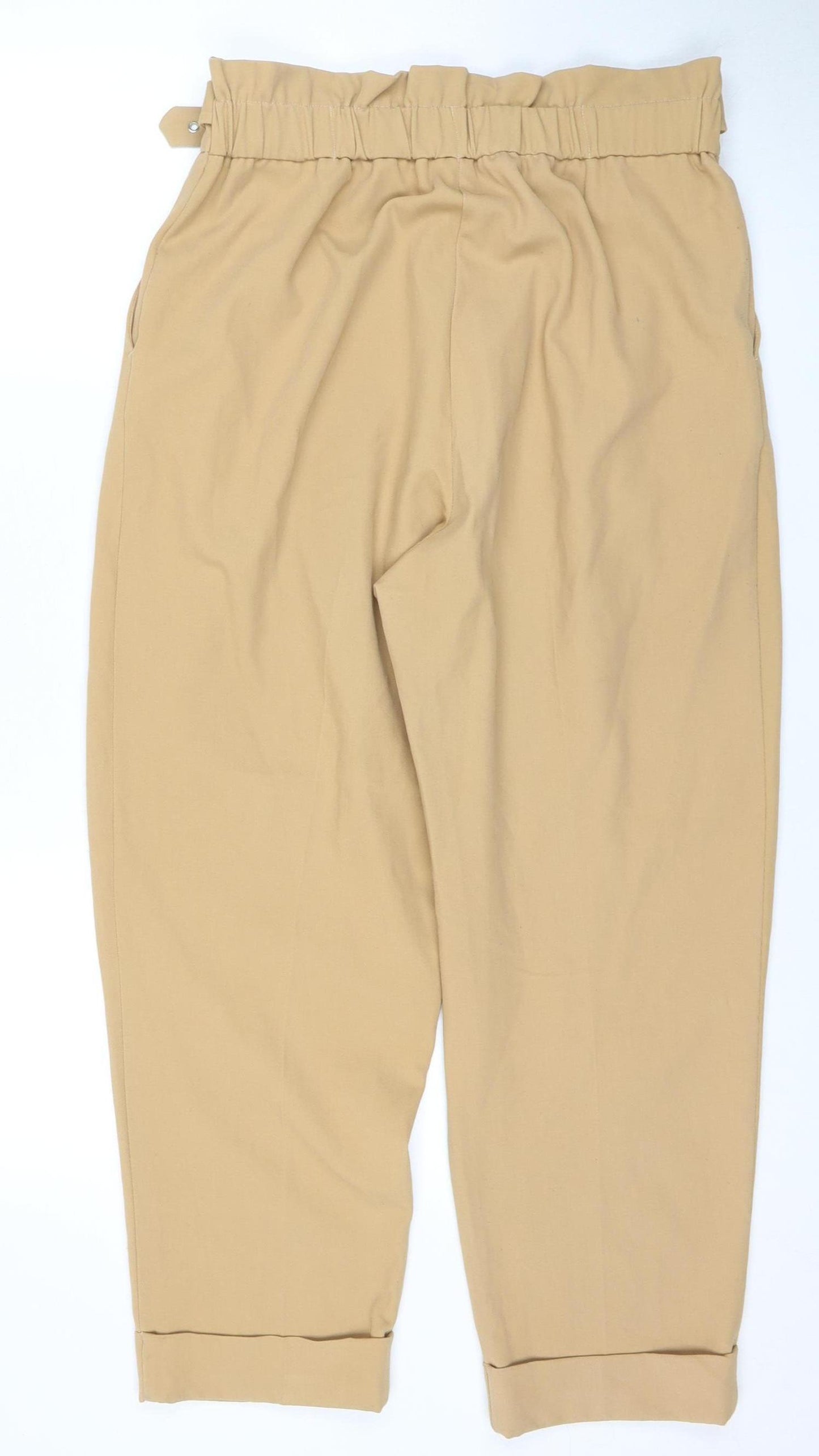 River Island Women's Beige Paperbag Trousers Size 14