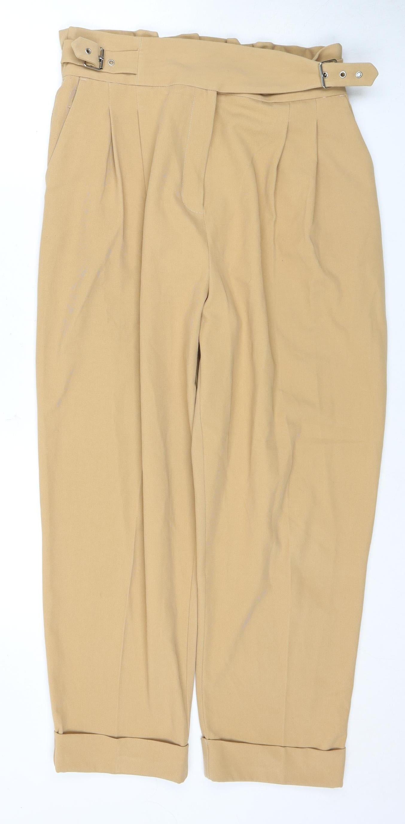 River Island Women's Beige Paperbag Trousers Size 14