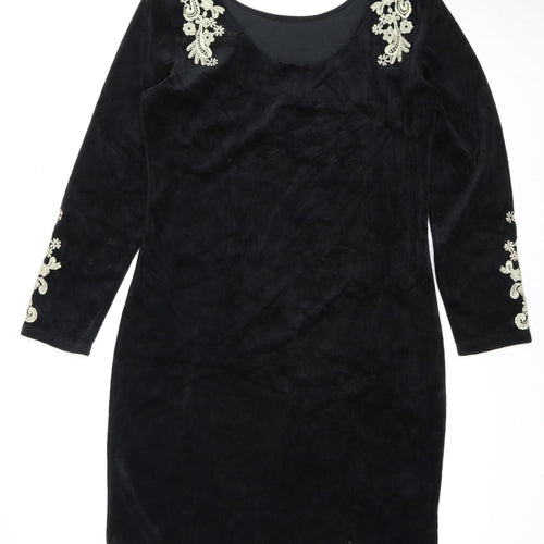 Monroe & Main Women's Black Sheath Dress L Formal