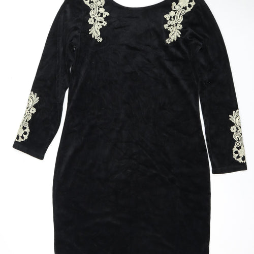 Monroe & Main Women's Black Sheath Dress L Formal