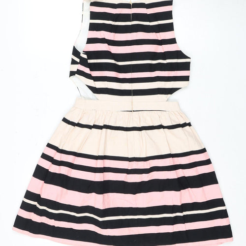 Topshop Women Pink Black Striped Dress Size 10