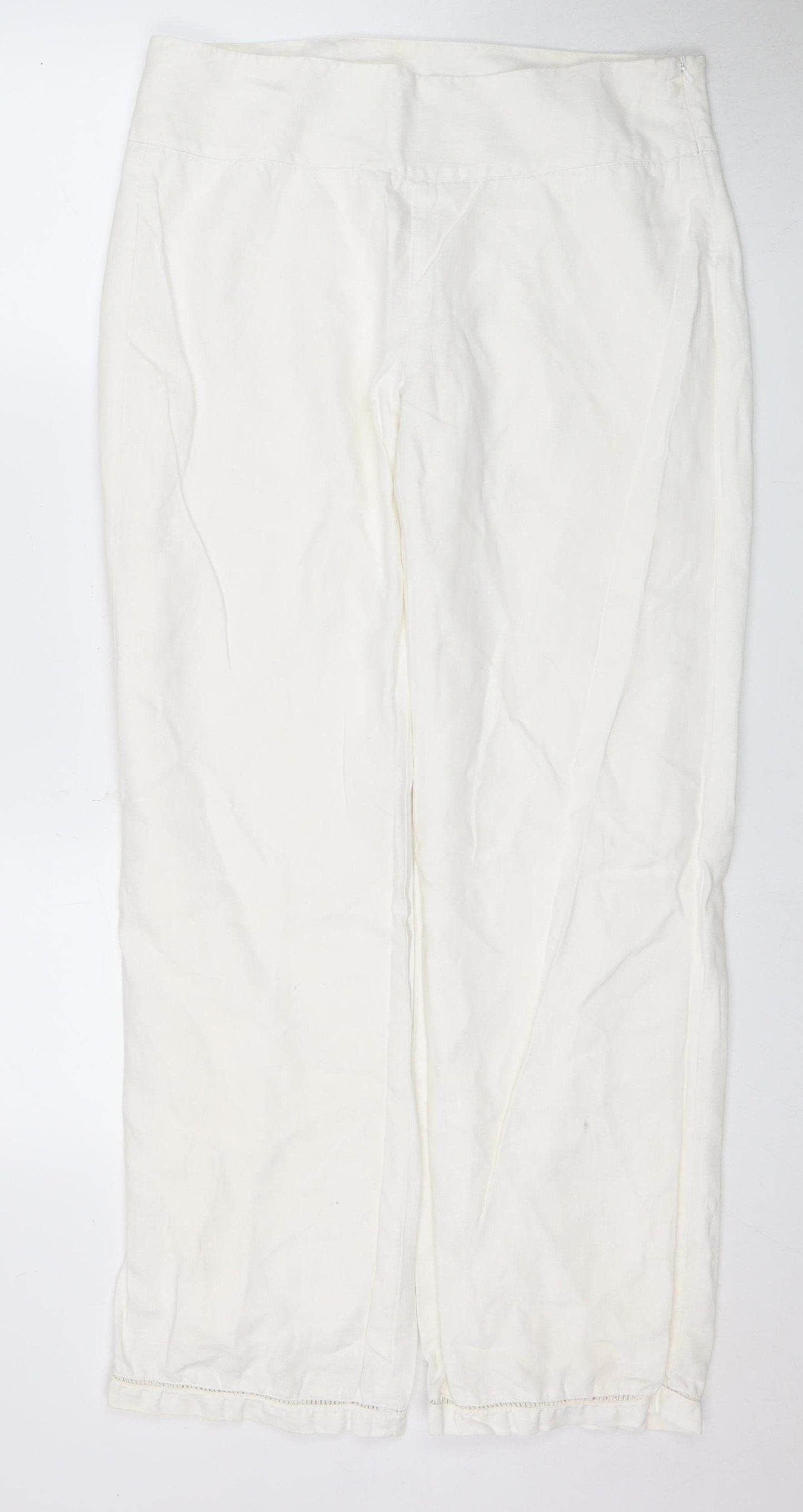 Sand Women's White Linen Trousers - Size 10