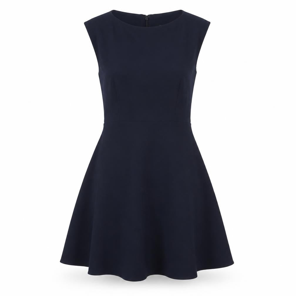 Front view of French Connection Blue Fit & Flare Dress, size 8, - Women's