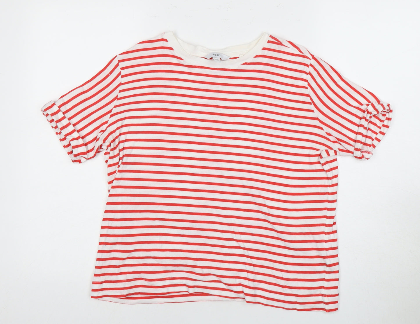 Next Women's Red Striped Crew Neck T-Shirt Size 12