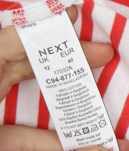 Next Women's Red Striped Crew Neck T-Shirt Size 12