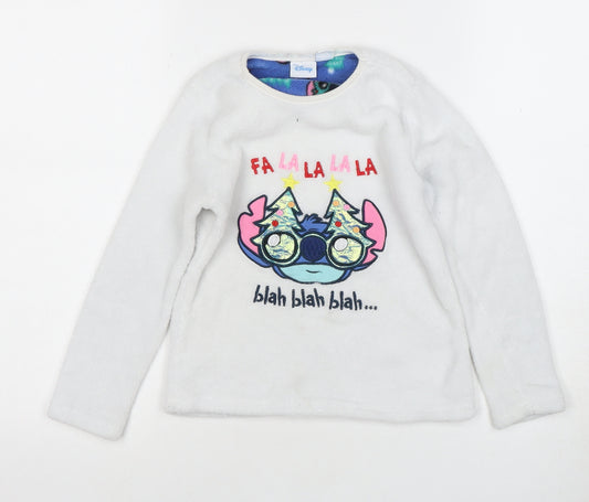 Disney Girls White Stitch Christmas Pyjama Top 8-9 Years