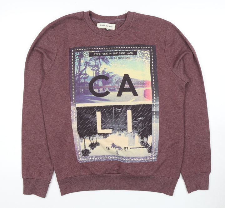 River Island Men's Purple Cali Graphic Sweatshirt M