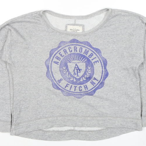 Abercrombie & Fitch Grey Women's Logo Pullover Sweatshirt S