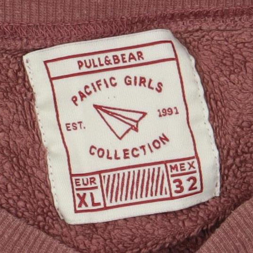 Pull&Bear Women's Purple Logo Pullover Sweatshirt, Size 4XL