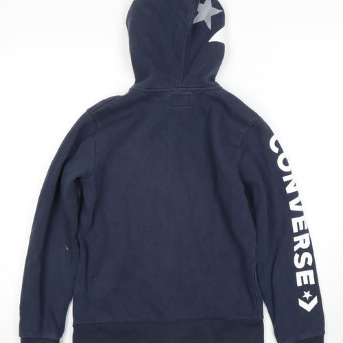 Converse Boys Blue Full Zip Hoodie with Logo, Size L