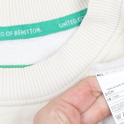 Benetton Beige Sweatshirt, Uni Adults, S, Pullover Style