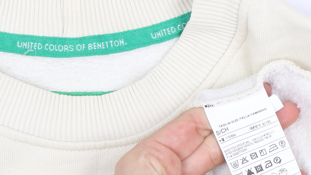 Benetton Beige Sweatshirt, Uni Adults, S, Pullover Style