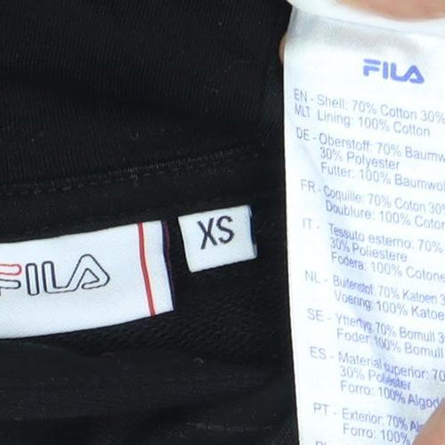 Fila Unisex Black Pullover Hoodie - Size S - Logo Accents
